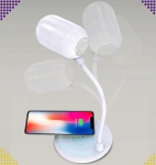 LAMPKA NOCNA SZKOLNA BIURKOWA INDUKCYJNA ŁADOWARKA GŁOŚNIK BLUETOOTH BIAŁA