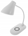 LAMPKA LED BIUROWA SZKOLNA REGULOWANA Z ŁADOWARKĄ INDUKCYJNĄ QI USB BIAŁA