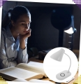 LAMPKA LED BIUROWA SZKOLNA REGULOWANA Z ŁADOWARKĄ INDUKCYJNĄ QI USB BIAŁA