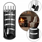 ZESTAW DO KOMINKA PALENISKA STOJAK PRZYBORNIK KOMINKOWY CZARNY NIERDZEWNY