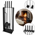 ZESTAW DO KOMINKA PALENISKA KOMPLET NA STOJAKU PRZYBORNIK CZARNY LAKIER 5CZ