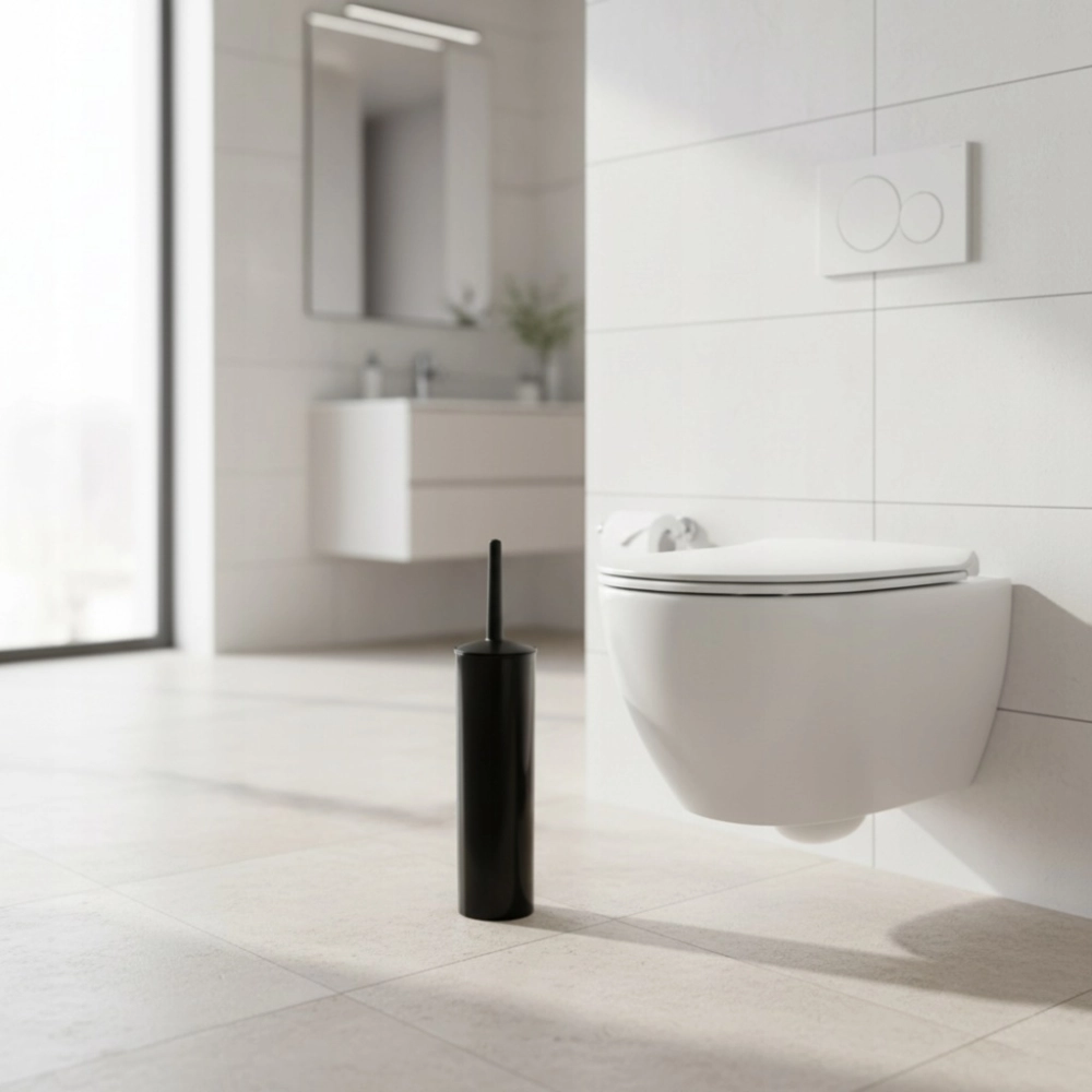 SZCZOTKA TOALETOWA DO WC ŁAZIENKI ZAMYKANA WOLNOSTOJĄCA CZARNA