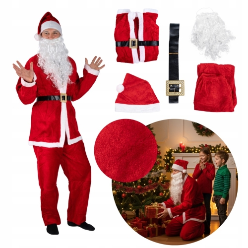 STRÓJ ŚWIĘTEGO MIKOŁAJA KOSTIUM ŚWIĄTECZNY PRZEBRANIE GWIAZDOR PLUSZOWY