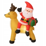 DMUCHANY PODŚWIETLANY ŚWIĘTY MIKOŁAJ LED RENIFER DEKORACJA ŚWIĄTECZNA 1,5M