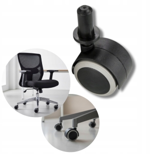 KÓŁKO OBROTOWE GUMOWANE Z BOLCEM 40 MM DO KRZESŁA STOLIKA KAWOWEGO CZARNE