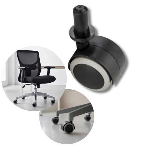 KÓŁKO OBROTOWE GUMOWANE Z BOLCEM 40 MM DO KRZESŁA STOLIKA KAWOWEGO CZARNE
