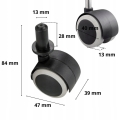KÓŁKO OBROTOWE GUMOWANE Z BOLCEM 40 MM DO KRZESŁA STOLIKA KAWOWEGO CZARNE