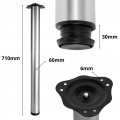 NOGA MEBLOWA ZESTAW 4 NÓG FI 60 MM DO STOŁU BLATU 71 CM OKRĄGŁA ALUMINIUM