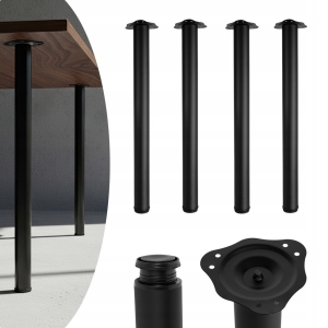 ZESTAW NÓG MEBLOWYCH FI 60 NOGA CYLINDRYCZNA DO MEBLI 71 CM 4 SZT CZARNY