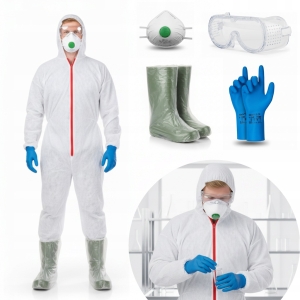 ODZIEŻ OCHRONNA ZESTAW OCHRONNY BHP KOMBINEZON XXL MASKA GOGLE RĘKAWICE