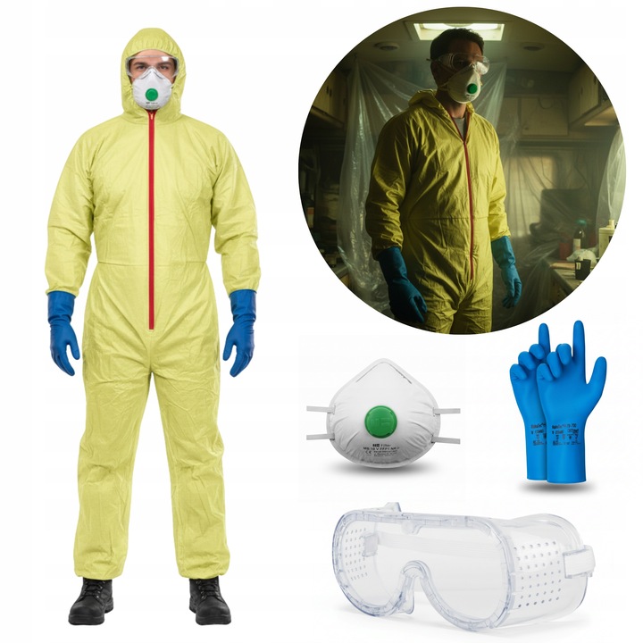 STRÓJ CHEMIKA KOMBINEZON 3XL KOSTIUM BREAKING BAD JESSE PIKMAN ROZMIAR XXXL
