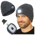 CZAPKA ZIMOWA Z LATARKĄ LED LAMPKĄ CZOŁÓWKA ROBOCZA DO BIEGANIA SZARA