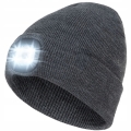 CZAPKA ZIMOWA Z LATARKĄ LED LAMPKĄ CZOŁÓWKA ROBOCZA DO BIEGANIA SZARA