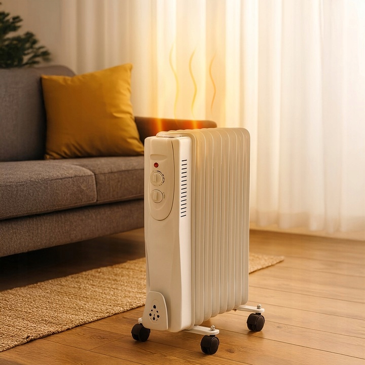 GRZEJNIK OLEJOWY ELEKTRYCZNY ENERGOOSZCZĘDNY TERMOSTAT 1500W 7ŻEBROWY DUŻY