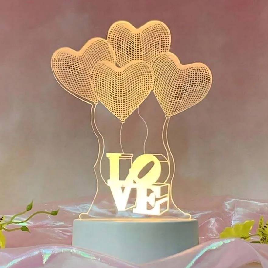 LAMPKA NOCNA LOVE 3D ILLUSION DO SYPIALNI DLA DZIECI PREZENT USB SERCA