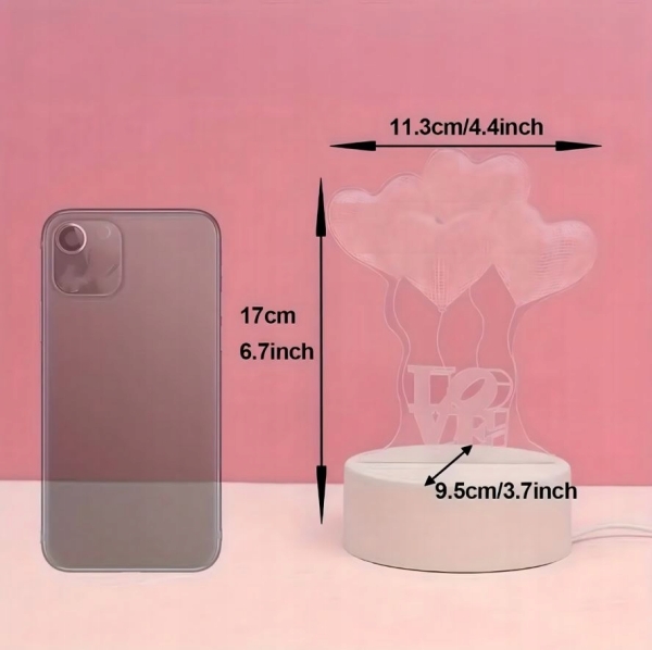 LAMPKA NOCNA LOVE 3D ILLUSION DO SYPIALNI DLA DZIECI PREZENT USB SERCA