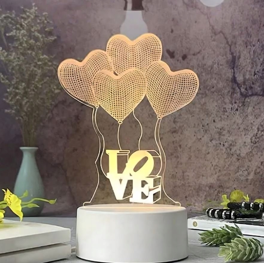 LAMPKA NOCNA LOVE 3D ILLUSION DO SYPIALNI DLA DZIECI PREZENT USB SERCA