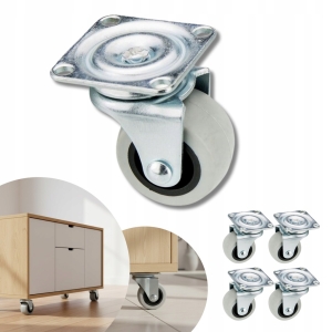 KÓŁKO MEBLOWE ŁOŻYSKOWE KULKOWE ZESTAW 4 KÓŁEK GUMOWANYCH OBROTOWYCH FI 30