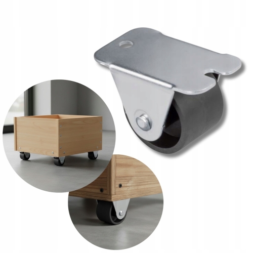 KÓŁKO MEBLOWE PLASTIKOWE STAŁE ROLKA PROSTA FI 16 MM ZE STALI OCYNKOWANEJ