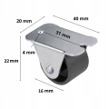 KÓŁKO MEBLOWE PLASTIKOWE STAŁE ROLKA PROSTA FI 16 MM ZE STALI OCYNKOWANEJ