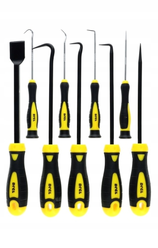 ZESTAW 9 HACZYKÓW Z RĘKOJEŚCIĄ DŁUGICH HAKI + ŁAPKA