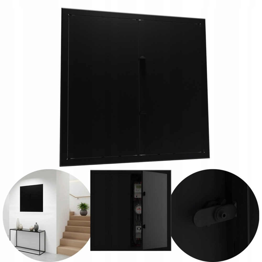 DRZWICZKI REWIZYJNE MASKUJĄCE OSŁONA REWIZJA KLAPA 90X120 CM METAL CZARNY