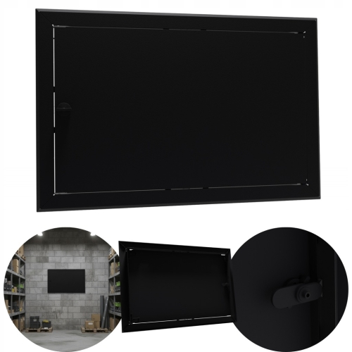 DRZWICZKI REWIZYJNE MASKUJĄCE METALOWE OSŁONOWE 80X60 CM REWIZJA CZARNA