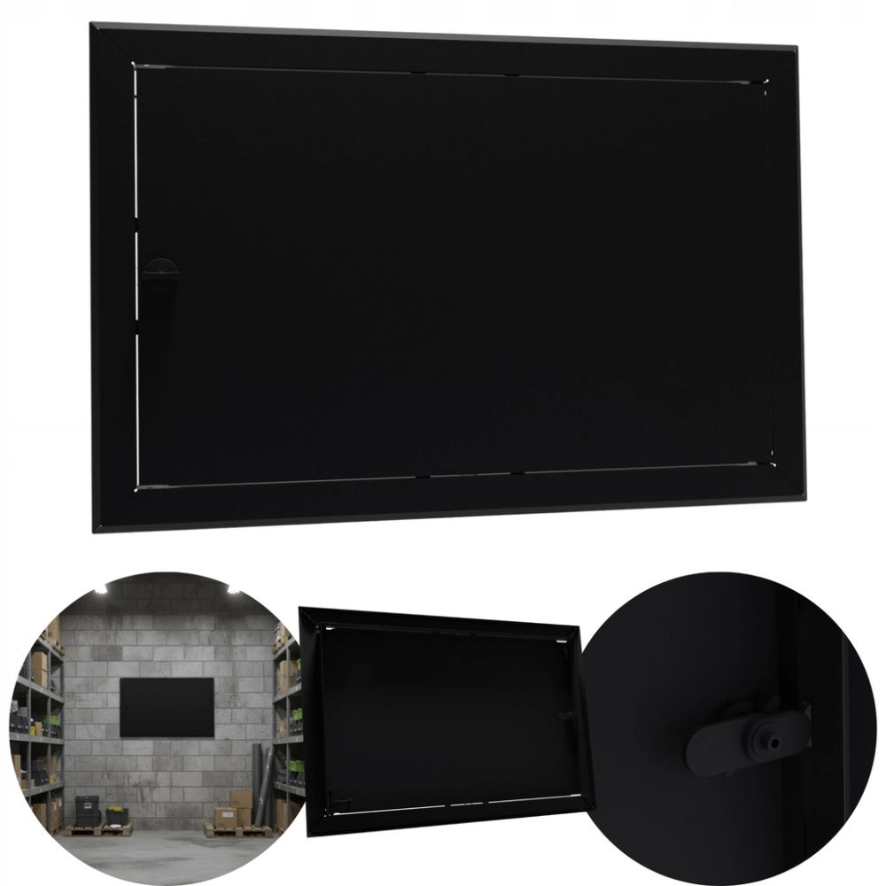DRZWICZKI REWIZYJNE OSŁONA INSTALACJI REWIZJA KLAPA 70X30 CM METAL CZARNE