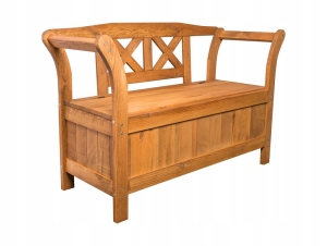 ŁAWKA OGRODOWA DREWNIANA Z OPARCIEM SCHOWEK POJEMNIK NA ZABAWKI SKRZYNIA