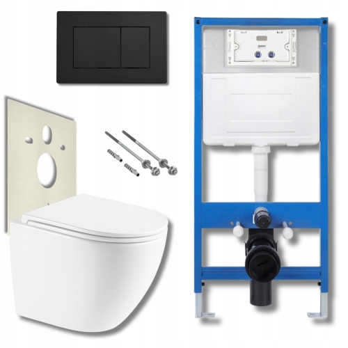 ZESTAW TOALETOWY STELAŻ PODTYNKOWY PODWIESZANA MISA WC PRZYCISK SPŁUKUJĄCY