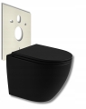 ZESTAW TOALETOWY STELAŻ PODTYNKOWY MISA WISZĄCA PRZYCISK SPŁUKUJĄCY CZARNY