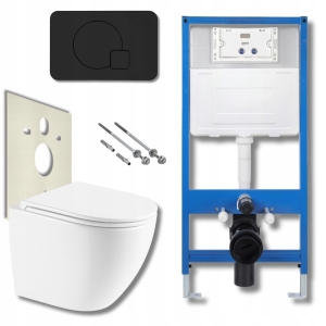 ZESTAW TOALETOWY DO WC STELAŻ PODTYNKOWY MISA WISZĄCA PRZYCISK SPŁUKUJĄCY