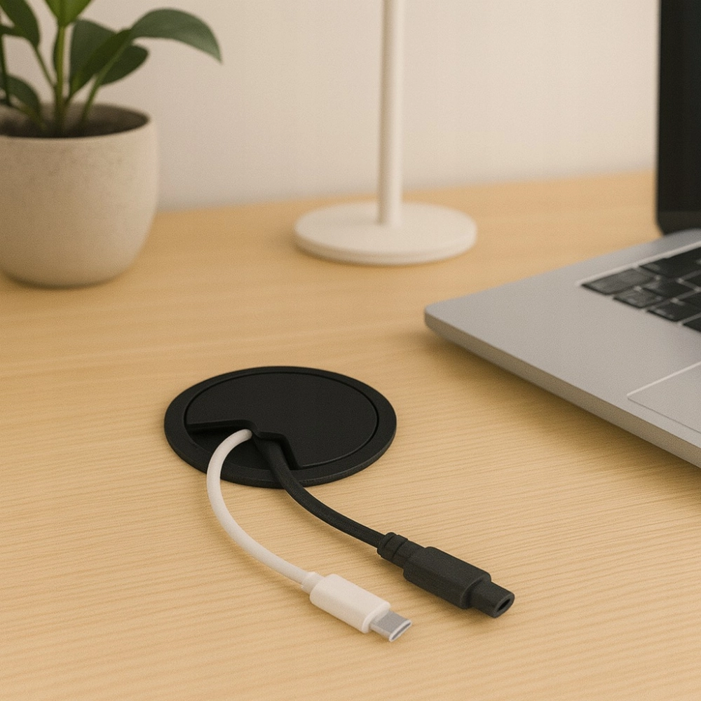 PRZEPUST KABLA Z POKRYWĄ FI 6 CM PRZELOTKA MASKUJĄCA NA KABEL 60 MM CZARNA