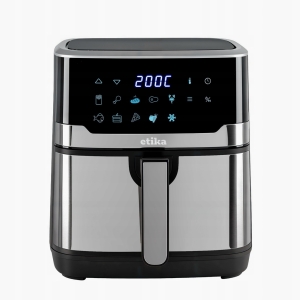 FRYTKOWNICA BEZTŁUSZCZOWA AIR FRYER FRYTOWNICA DUŻA MISA KOSZ 6,5L SREBRNA