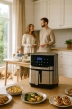FRYTKOWNICA BEZTŁUSZCZOWA AIR FRYER FRYTOWNICA DUŻA MISA KOSZ 6,5L SREBRNA