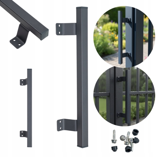 ANTABA DRZWIOWA POCHWYT UCHWYT DO DRZWI 400 MM KWADRATOWY SZYLD GRAFIT