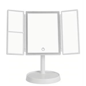 LUSTERKO LED ROZKŁADANE KOSMETYCZNE PODŚWIETLANE MAKIJAŻOWE POTRÓJNE BIAŁE