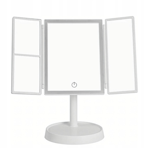 LUSTERKO LED ROZKŁADANE KOSMETYCZNE PODŚWIETLANE MAKIJAŻOWE POTRÓJNE BIAŁE