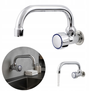 ZAWÓR WODNY 1/2 BATERIA Z RUCHOMĄ WYLEWKĄ U 3/4 KRAN POJEDYNCZY CHROM