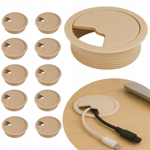PRZEPUST KABLA MEBLOWY FI 6 CM ZESTAW PRZELOTEK NA KABLE 10 SZTUK KLON
