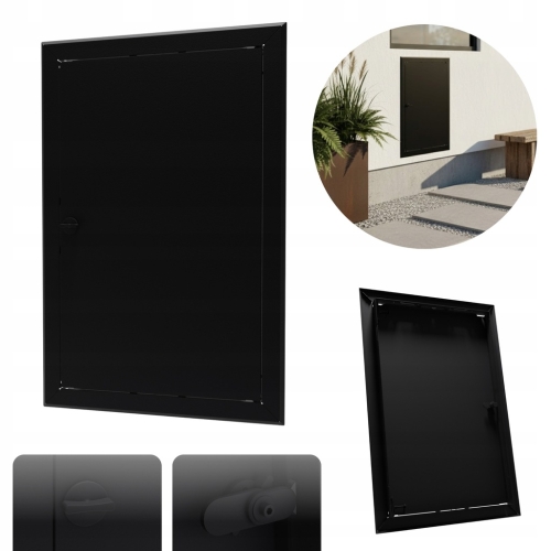 DRZWICZKI REWIZYJNE METALOWE OSŁONOWE MASKUJĄCE REWIZJA 30X70 CM CZARNE