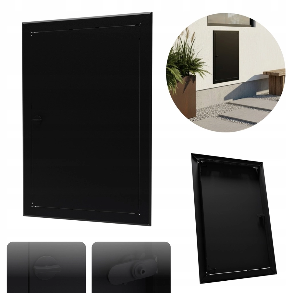 DRZWICZKI REWIZYJNE MASKUJĄCE OSŁONA INSTALACJI METAL KLAPA 50X80 CM CZARNE