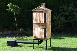 WĘDZARNIA OGRODOWA DREWNIANA 50x50x50 PALENISKO 20x20x25 IMPREGNOWANA PLUS