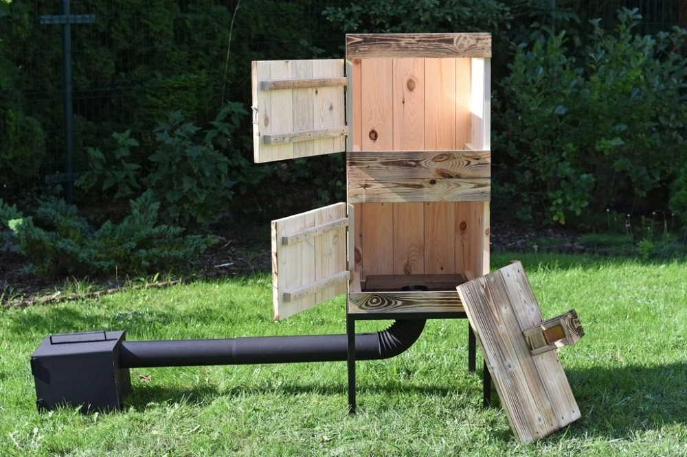 WĘDZARNIA OGRODOWA DREWNIANA 50x50x50 PALENISKO 20x20x25 IMPREGNOWANA PLUS