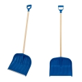 Łopata do śniegu - NIEBIESKA - ze stylem drewnianym - zgarniacz - wzmocniona solidna szufla do odśnieżania