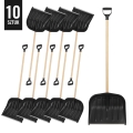 Zestaw 10 sztuk łopat do śniegu w kolorze czarnym ze stylem drewnianym - CZARNE łopaty śniegowe