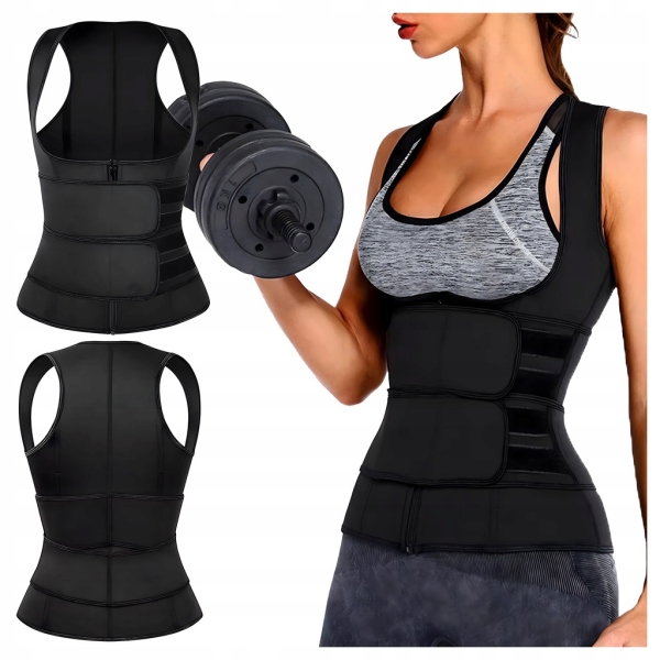 KAMIZELKA NEOPRENOWA FITNESS DAMSKA ODCHUDZAJĄCA SPORTOWA TRENINGOWA S