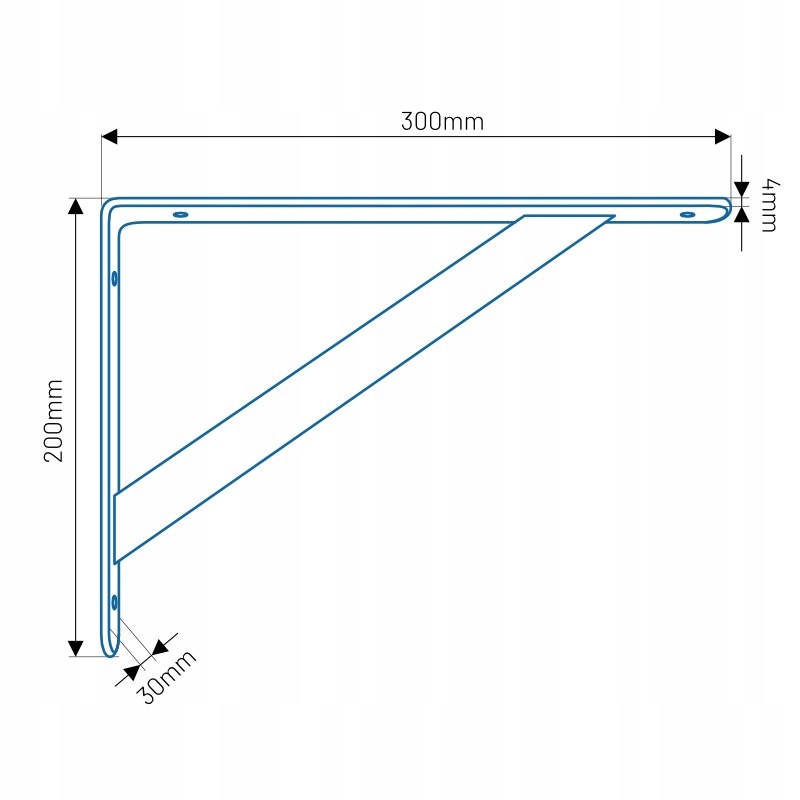 KĄTOWNIK WSPORNIK POD PÓŁKĘ BLAT WMACNIANY MK 200X300X30X4 CZARNY