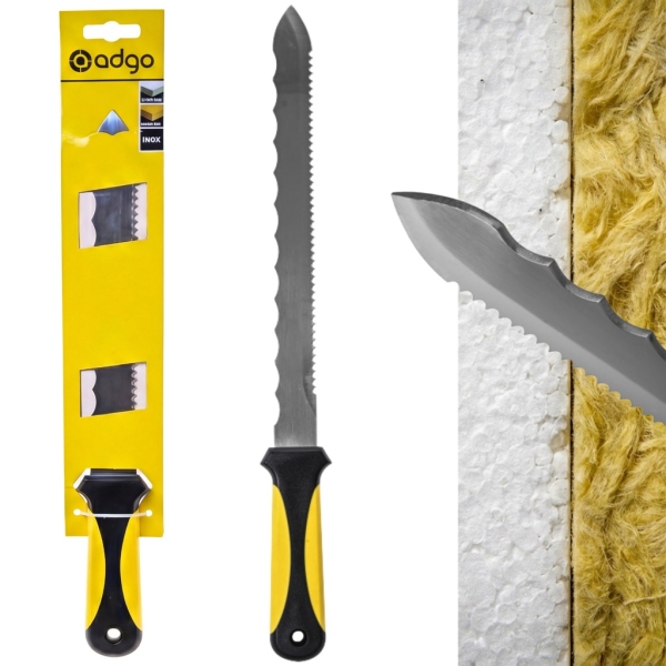 NÓŻ DO CIĘCIA WEŁNY MINERALNEJ STYROPIANU WATY 280 mm PLASTIKOWY UCHWYT
