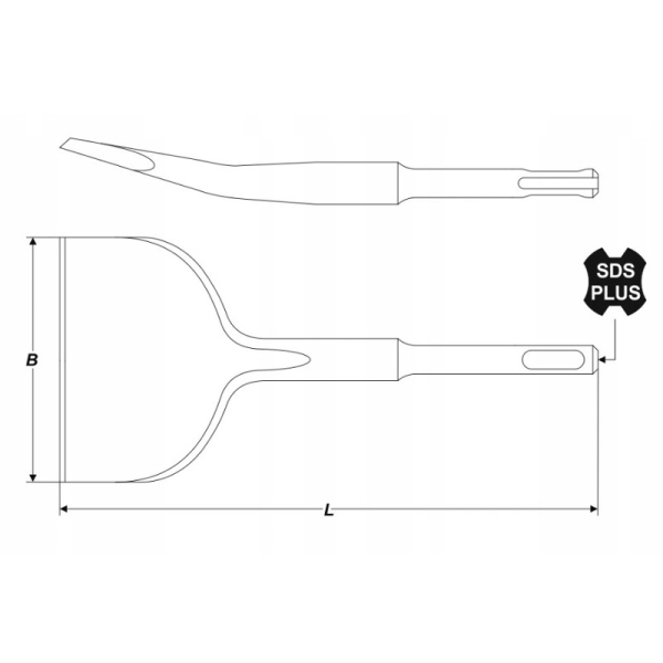 DŁUTO SDS+ WYGIĘTE 75MMX17X165MM BARDZO SZEROKIE PŁASKIE UNIWERSALNE